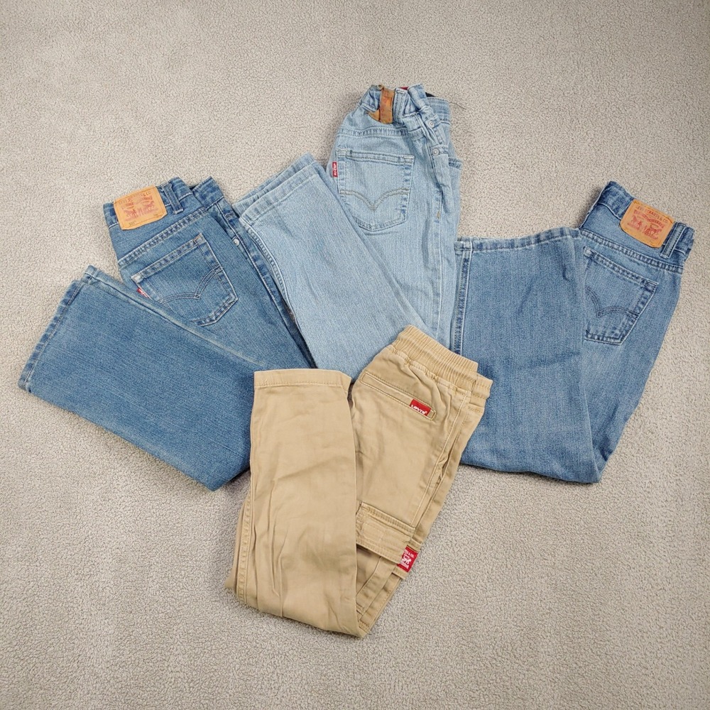 Levi Jeans Pants Lot - Kids Size 7 Blue and Tan - Denim Bundle